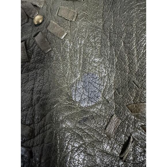 Jamie Drake Hobo Shoulder Bag Womens Olive Green Leather Drawstring Tassel Boho - Picture 8 of 14